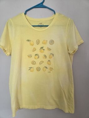 J. Crew Yellow Lemon Print Collector TEE